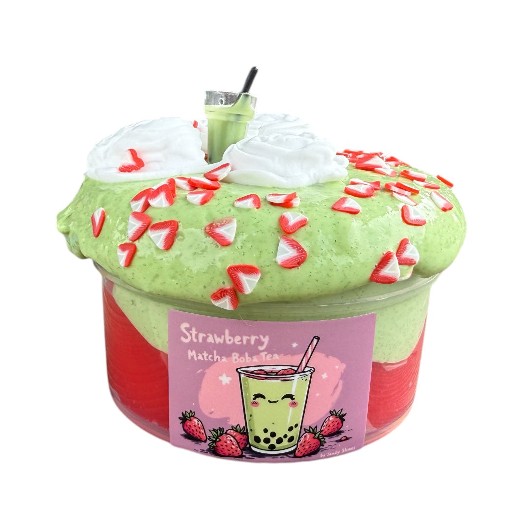 Strawberry Matcha Boba Tea