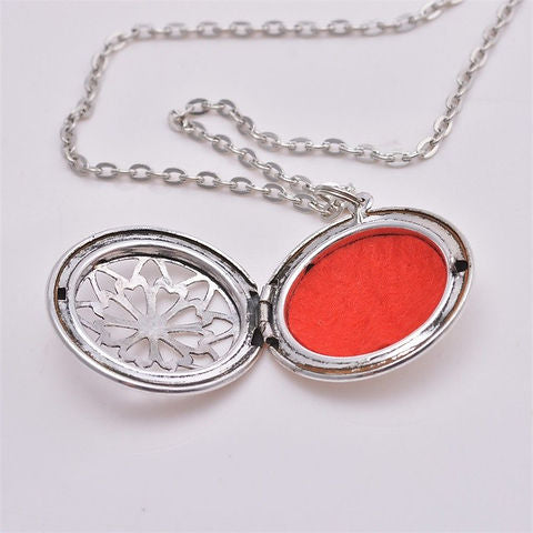 Brand New Antiqued Silver Aromatherapy Diffuser Scent Locket Necklace with Mini Scent